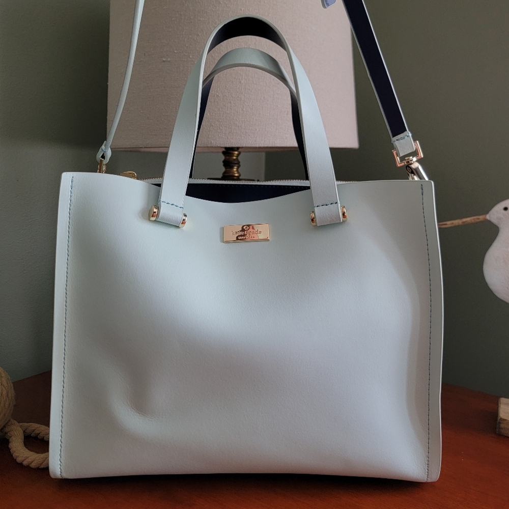 Kate Spade Kyra Arbour Hill Light Blue Leather Satchel Tote